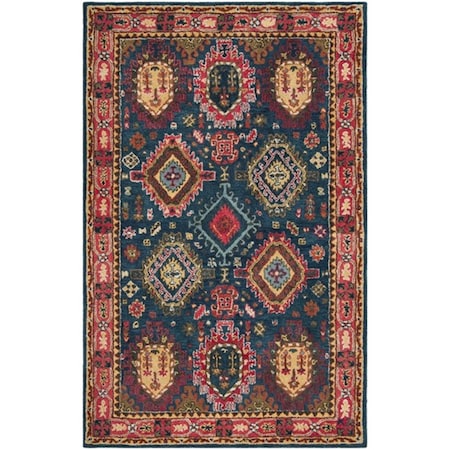 Safavieh 2 ft. 3 in. x 8 ft. Heritage Hand Tufted Area RugNavy & Red HG426N-28